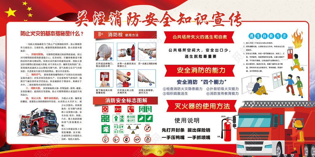 关注消防安全知识宣传安全消防能力119宣传栏