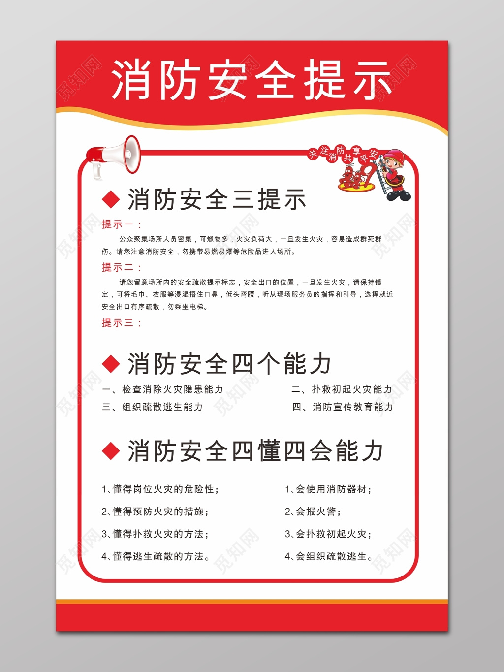 消防安全提示展板