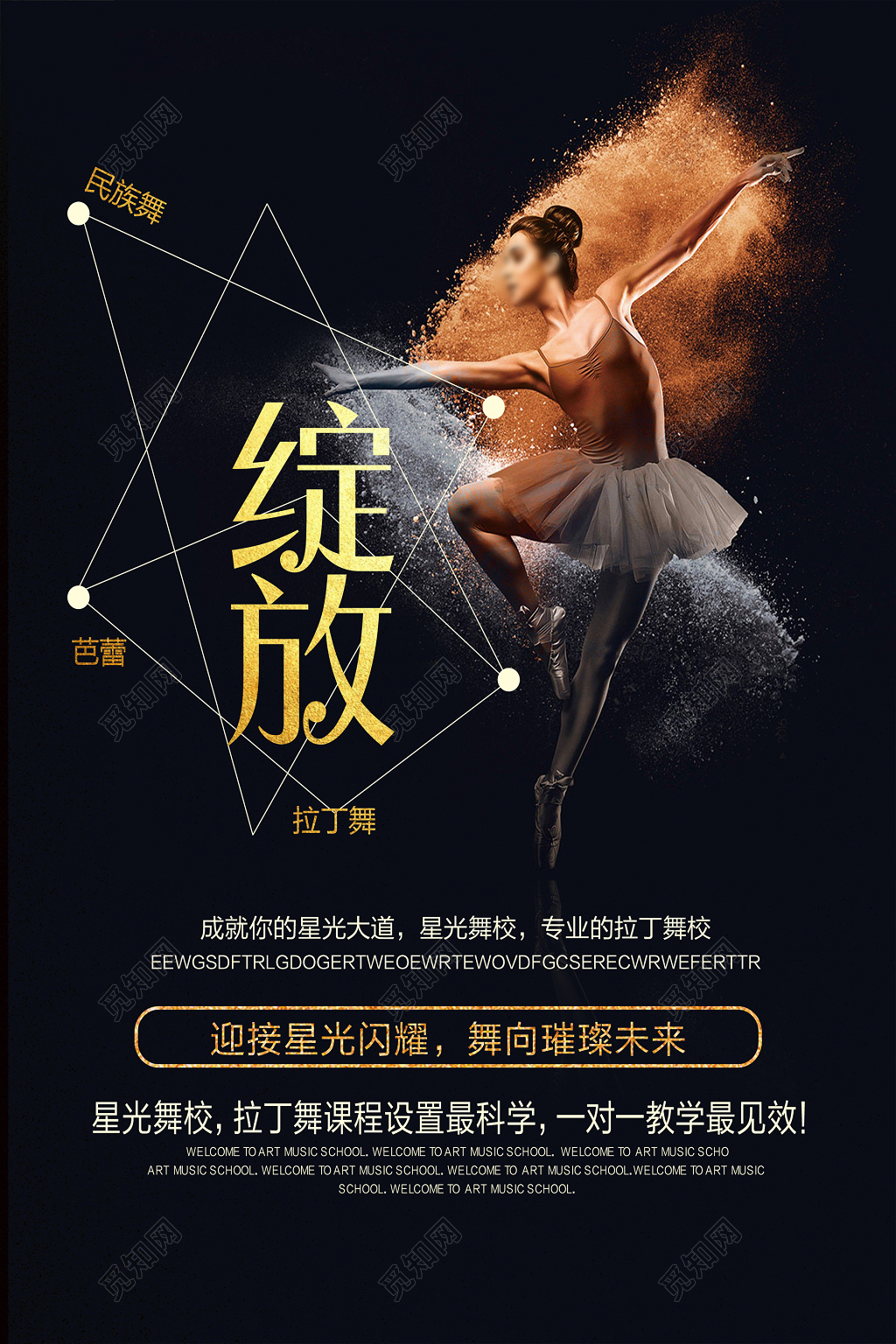 舞蹈拉丁舞培训班一对一教学唯美海报模板