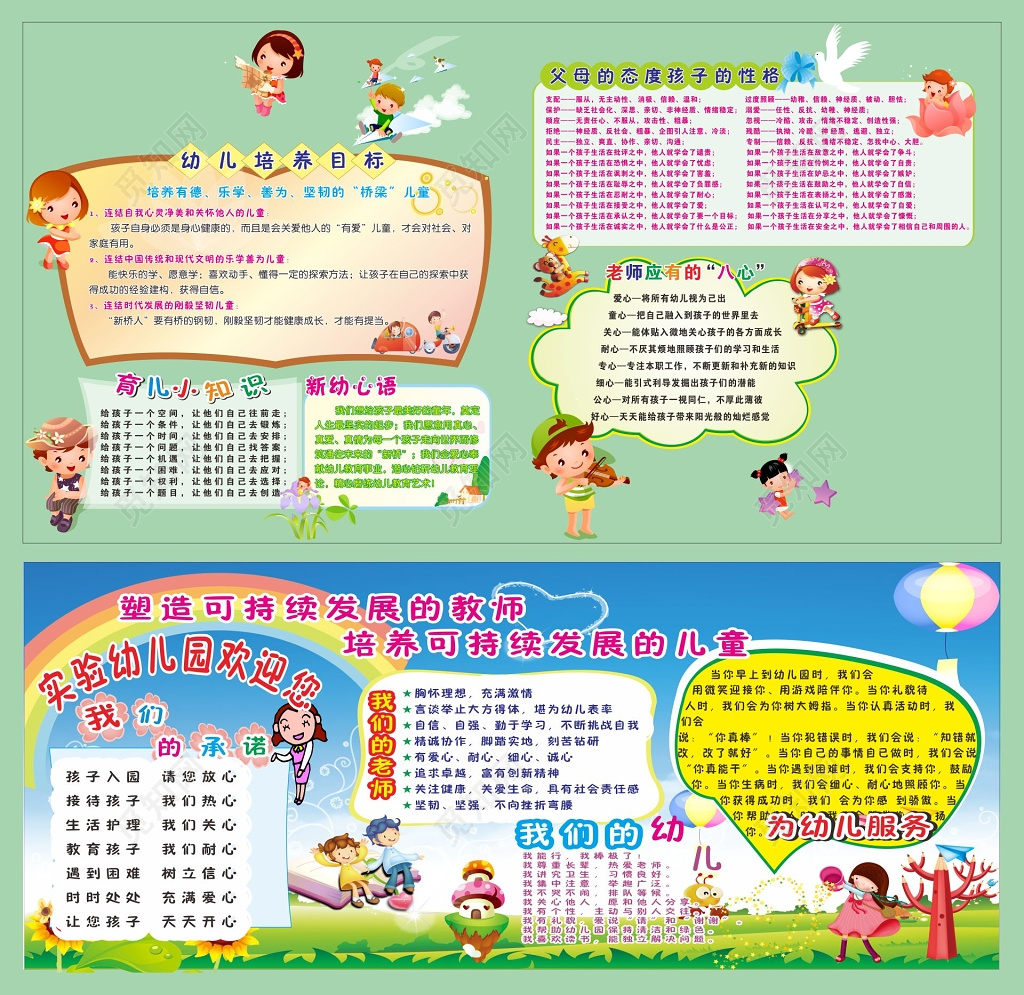 幼儿园培养目标育儿小知识新幼心语宣传展板