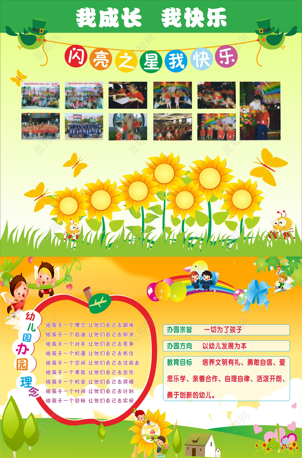 幼儿园活动照片墙幼儿园办园理念宗旨方向目标宣传栏