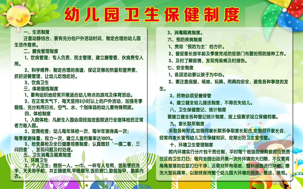 幼儿园卫生保健制度牌