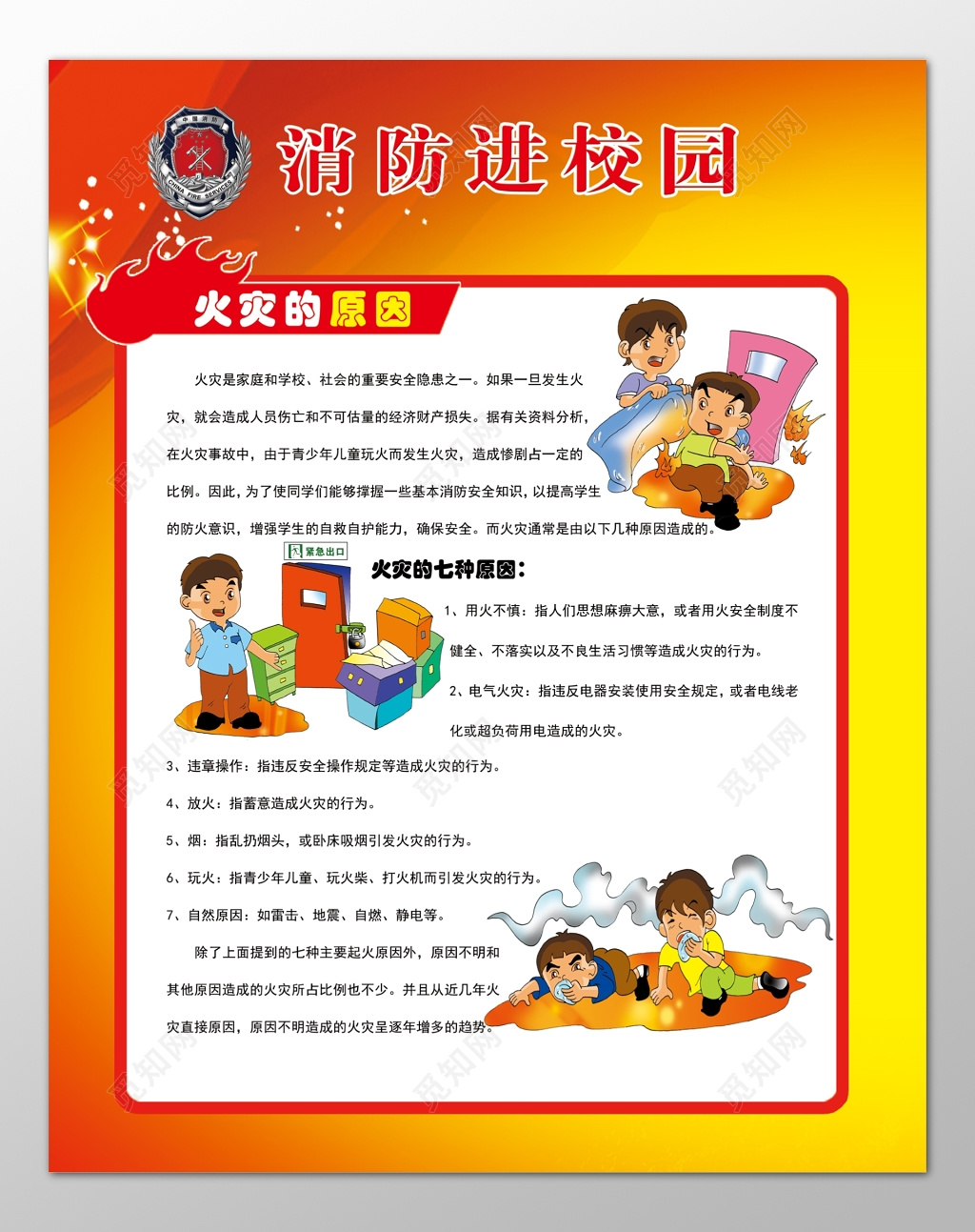 校园消防知识消防安全119安全意识宣传栏