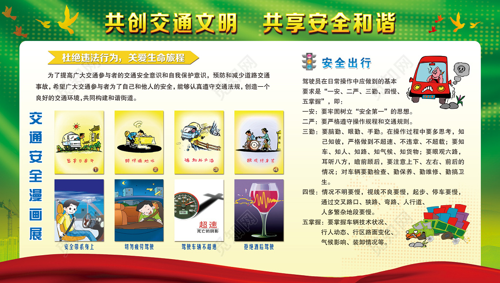 共创交通文明共享安全和谐安全出行宣传栏
