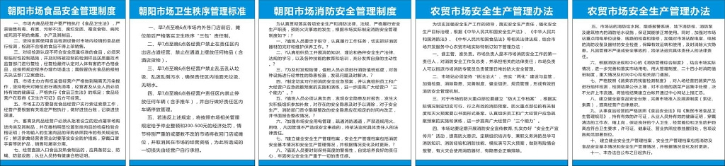 市场食品安全卫生秩序消防安全生产管理制度牌
