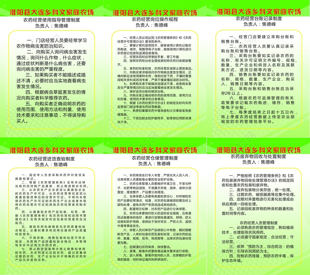 家庭农场农药使用管理各类制度牌