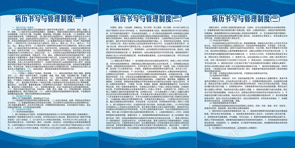 医院病历书写与管理制度牌