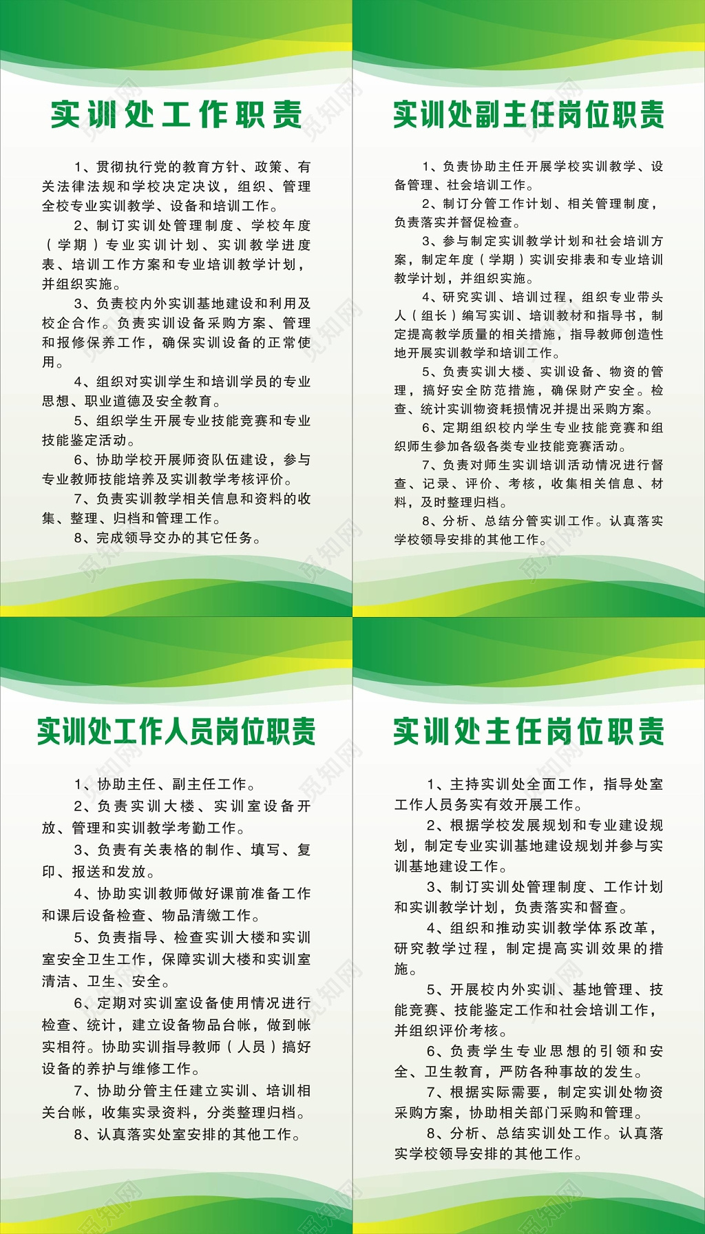 实训处工作职责及工作人员管理人员岗位职责制度牌