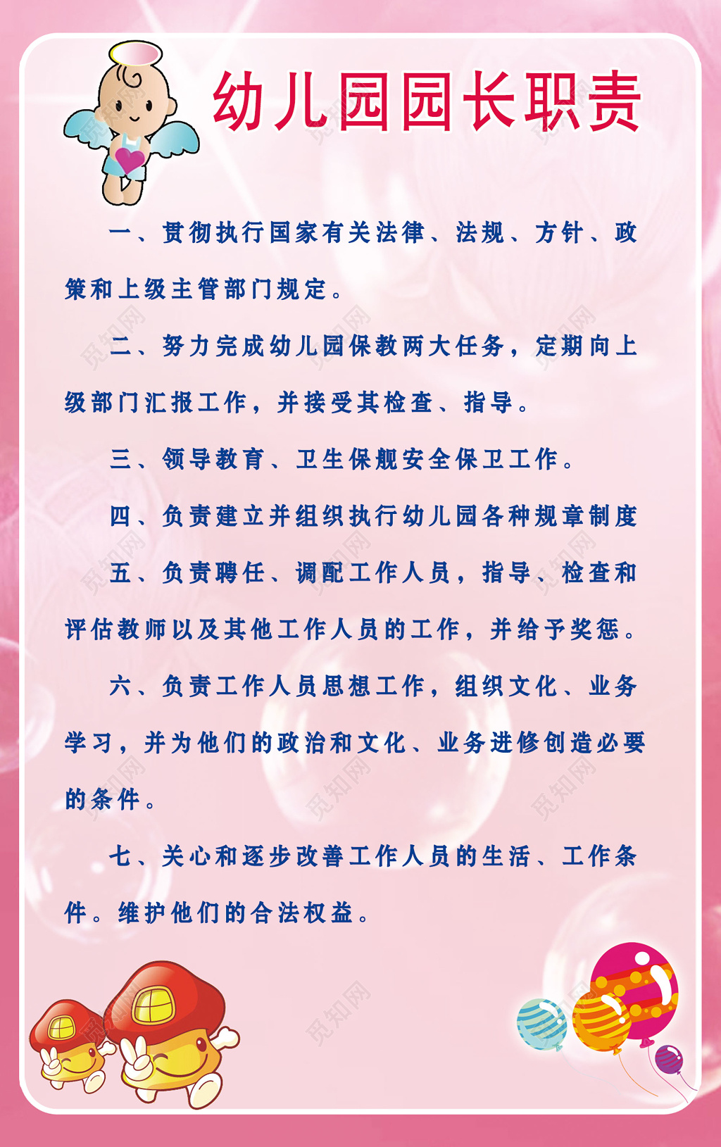 幼儿园园长职责展板
