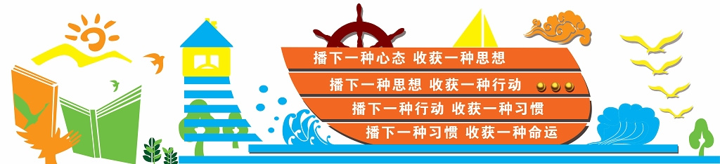 播种与收获励志长幅教室学校卡通文化墙设计