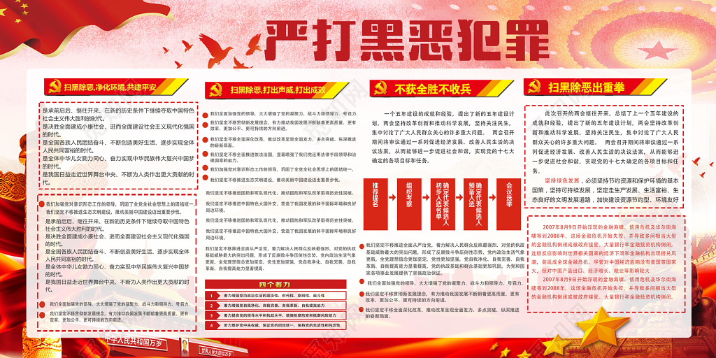 严打黑恶犯罪扫黑除恶净化环境红色宣传栏