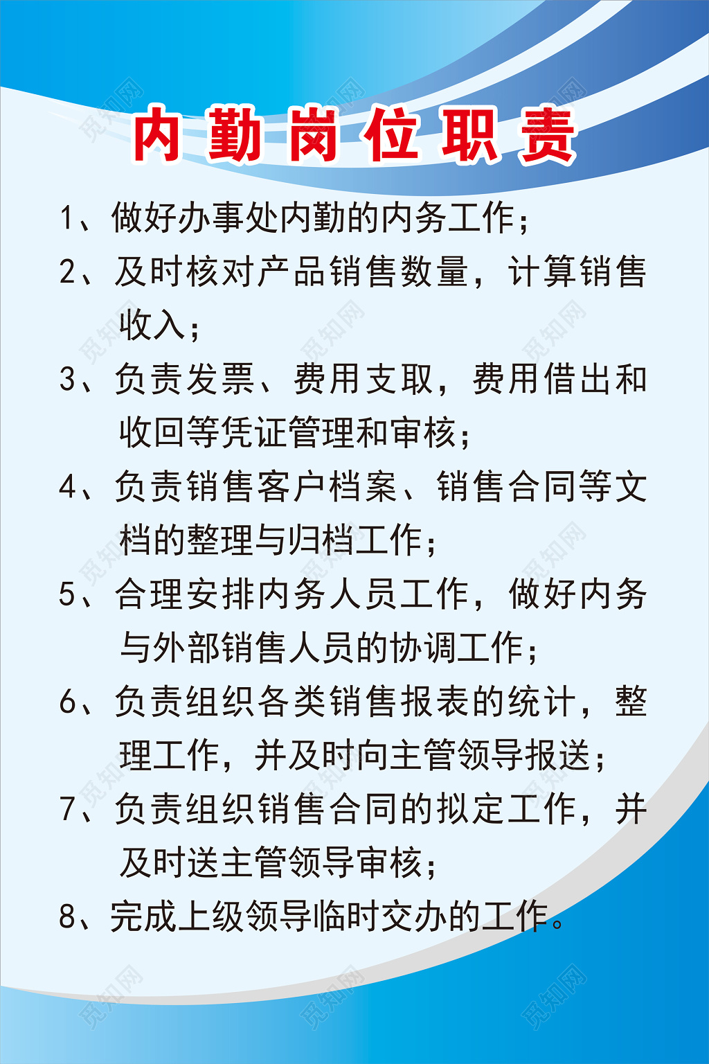 办事处内勤岗位职责负责凭证审核制度牌