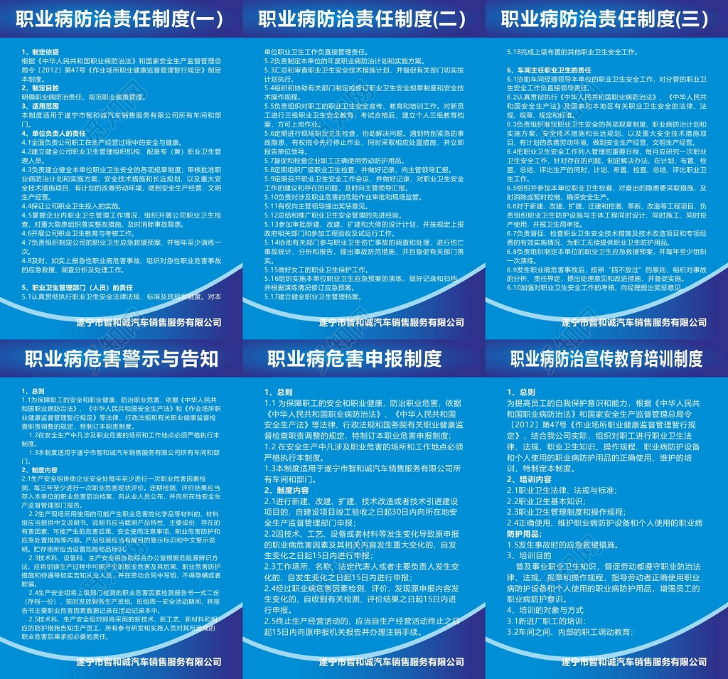 职业病防治责任制度职业病维护警示与告知职业病危害申报制度牌