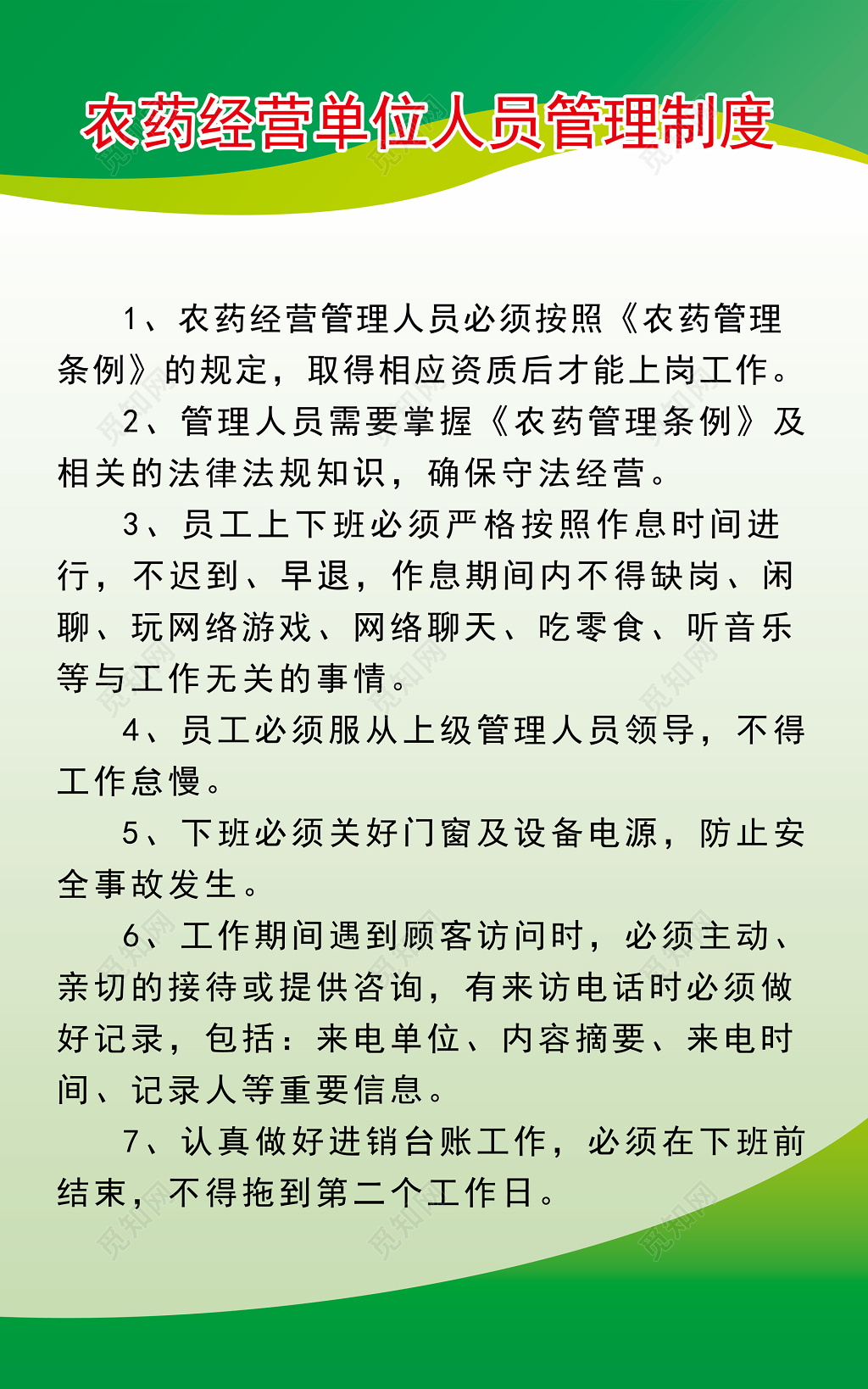 农药经营单位管理人员工作职责管理制度牌