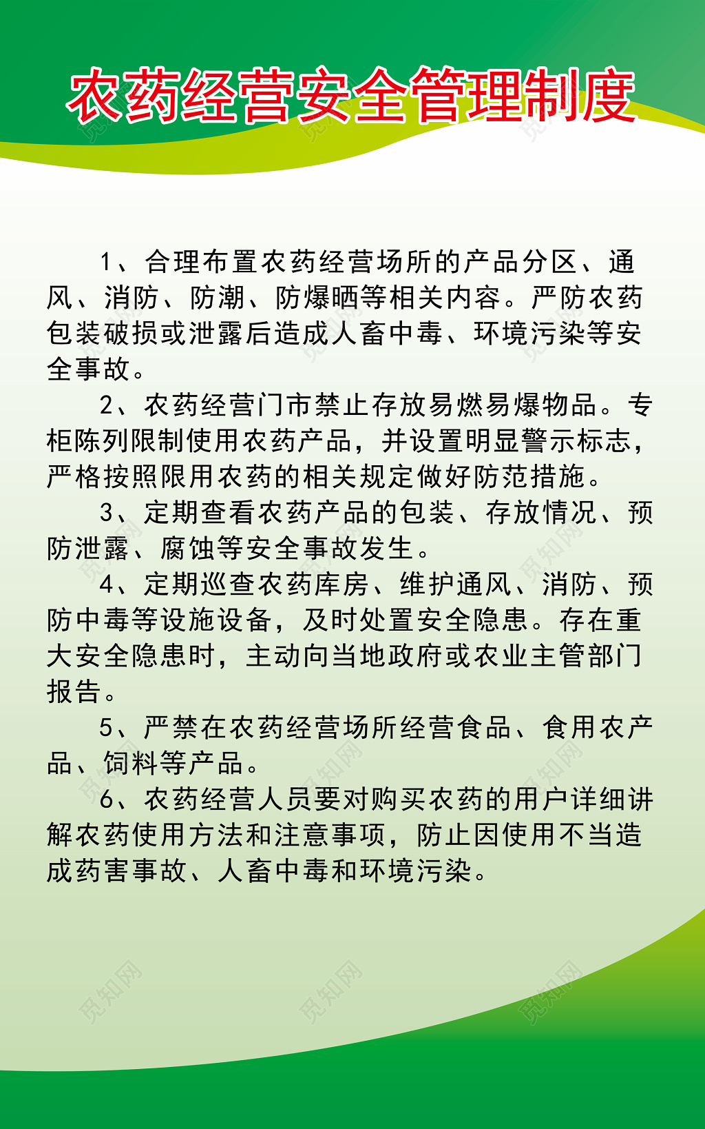 农药经营安全管理制度规章制度牌