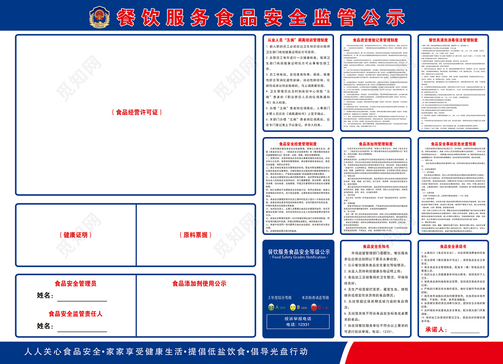 餐饮服务食品安全监管公示展板模板