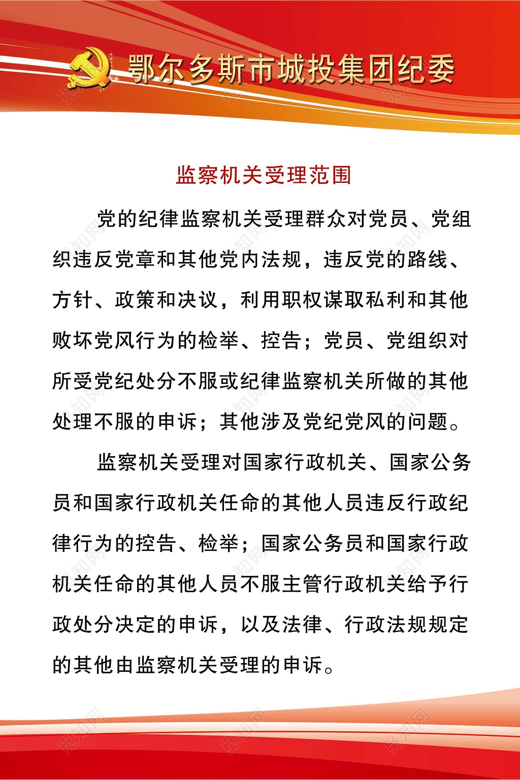 城市投资集团纪委监察机关受理范围制度牌