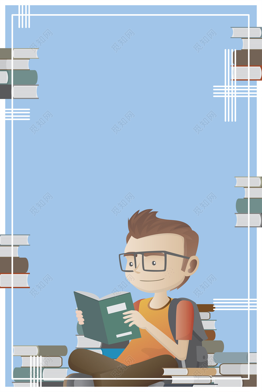 幼儿卡通书本看书儿童幼儿园背景模板