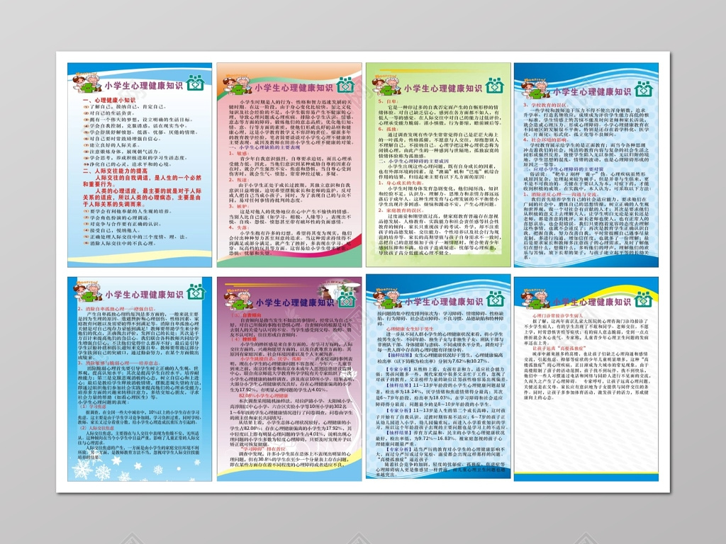 学校小学生心理健康知识宣传制度牌