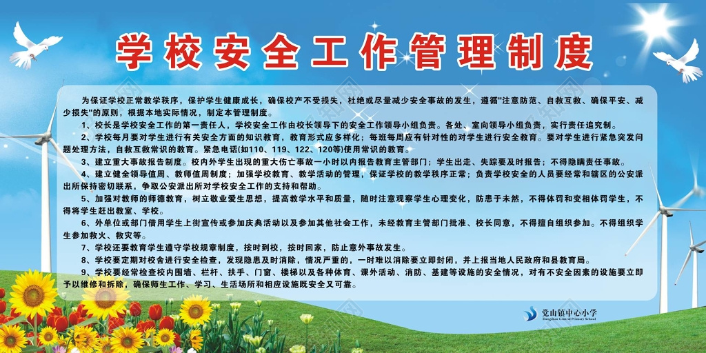 学校安全工作管理制度牌