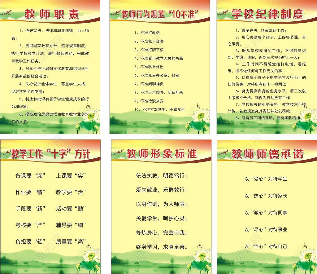 学校教师职责学校纪律行为规范等制度牌