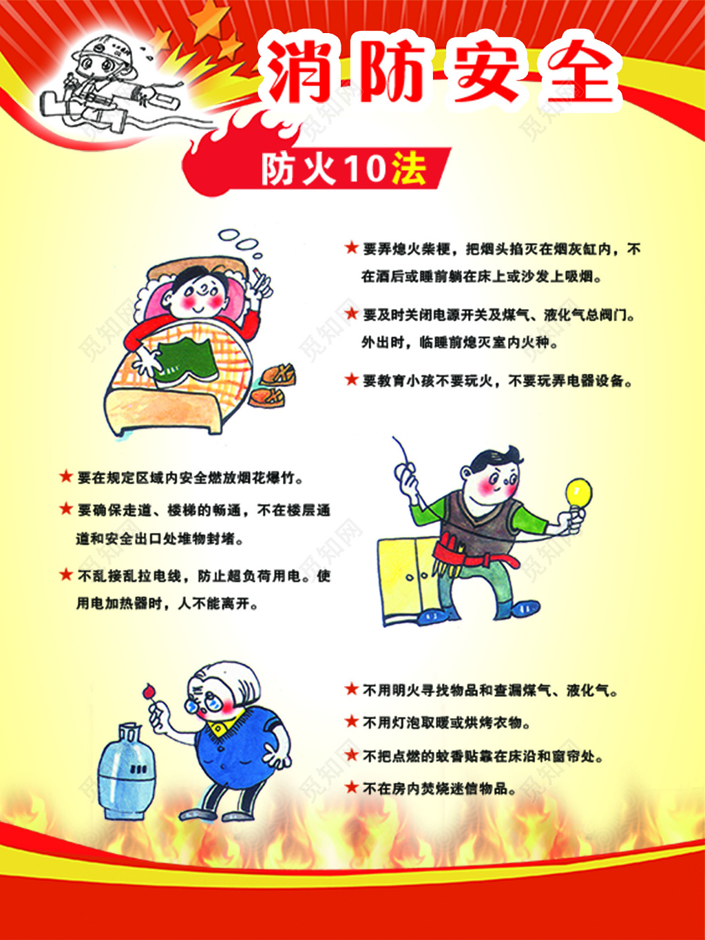 消防安全防火十种方法119安全意识