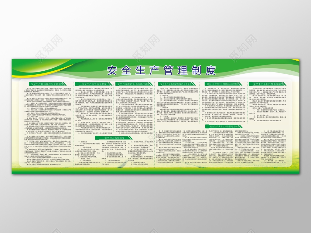 绿色渐变背景安全生产管理制度条例展板设计