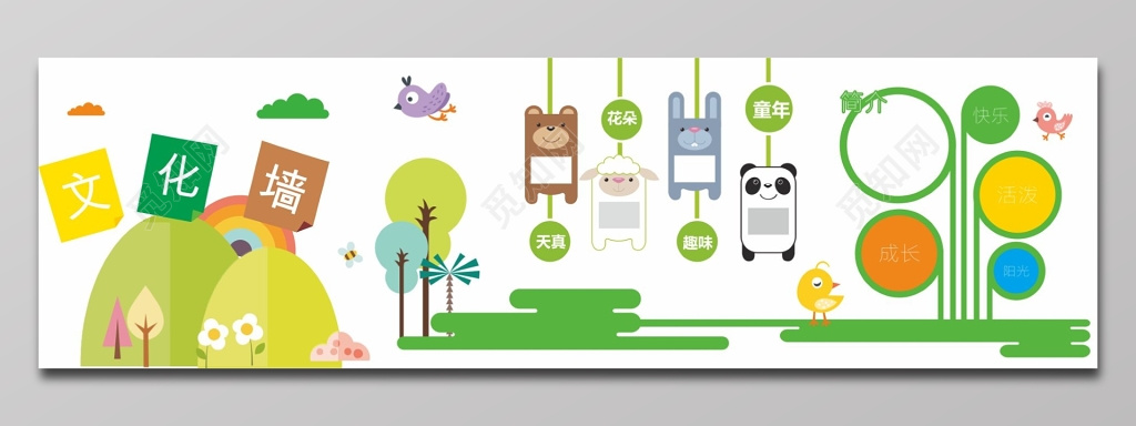 幼儿园卡通大自然背景文化墙