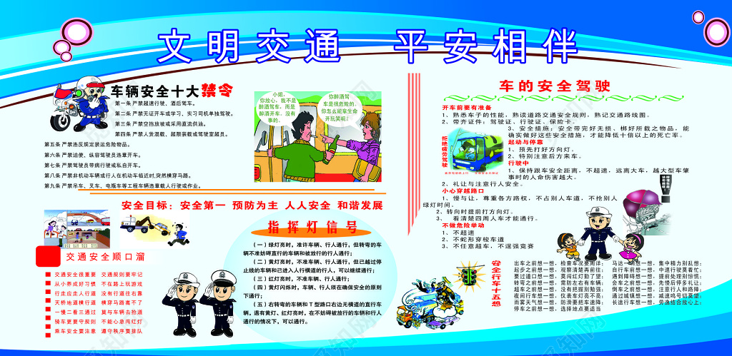 文明交通平安相伴安全教育展板 