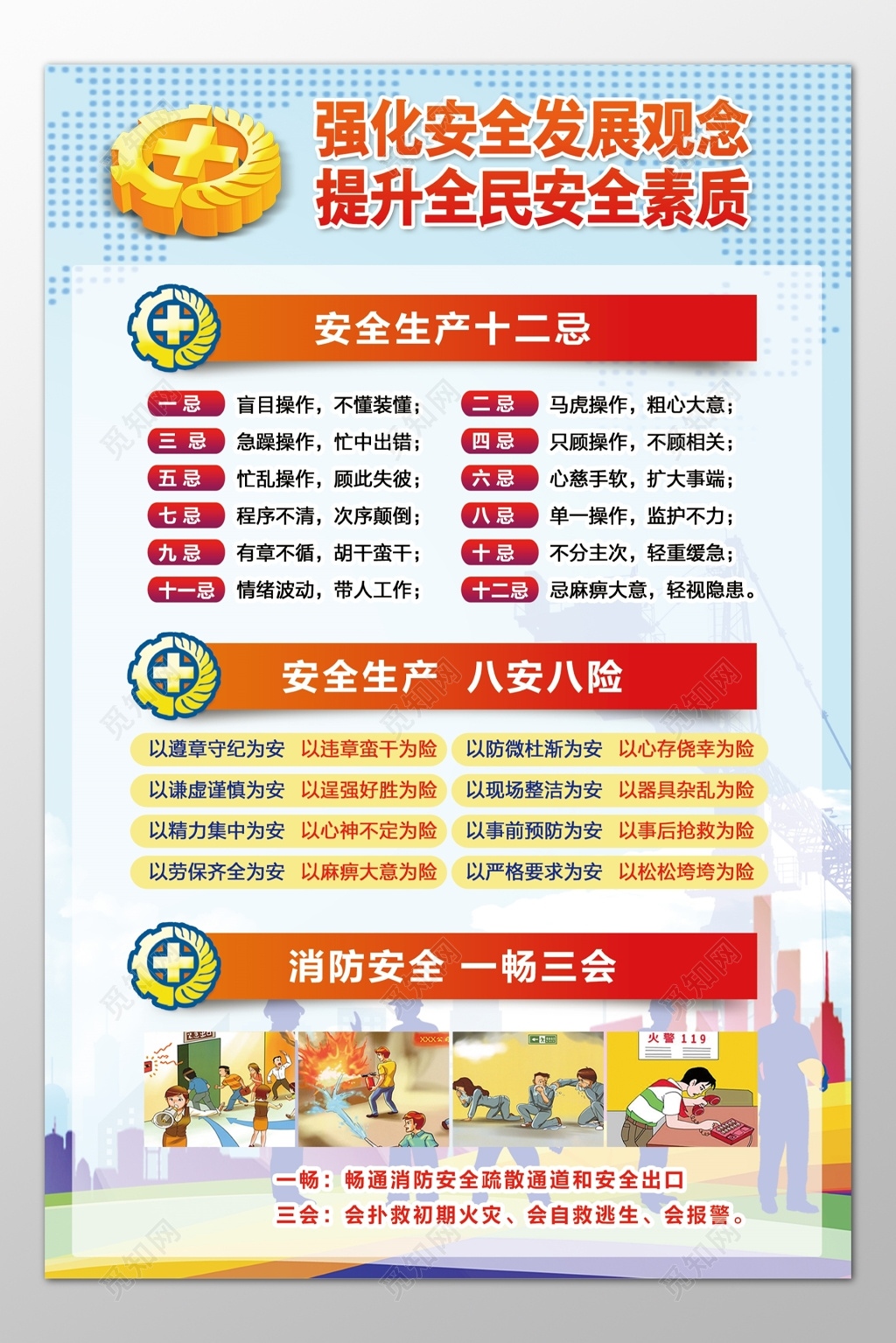 安全生产消防安全知识普及自救措施宣传栏