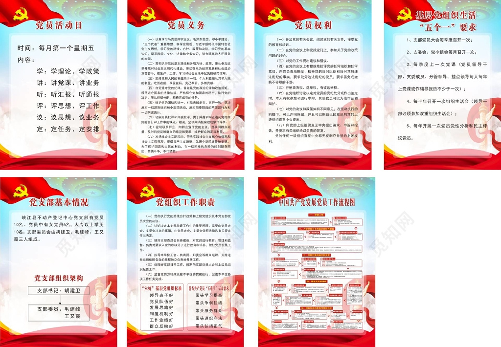 党员活动日觉员义务权利要求工作职责等制度牌