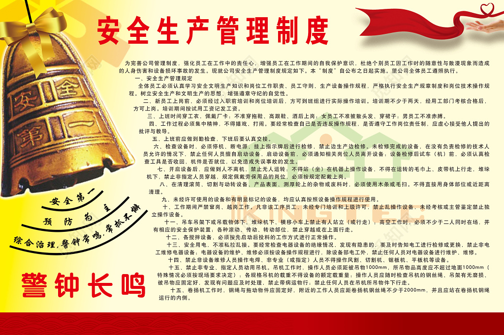 党建警钟长鸣安全生产管理制度牌