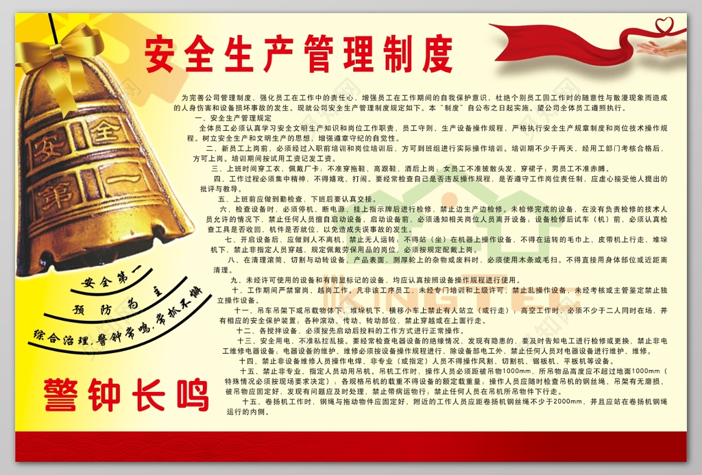 党建警钟长鸣安全生产管理制度牌