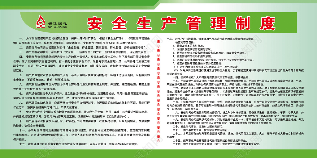 安全生产燃气公司管理制度牌
