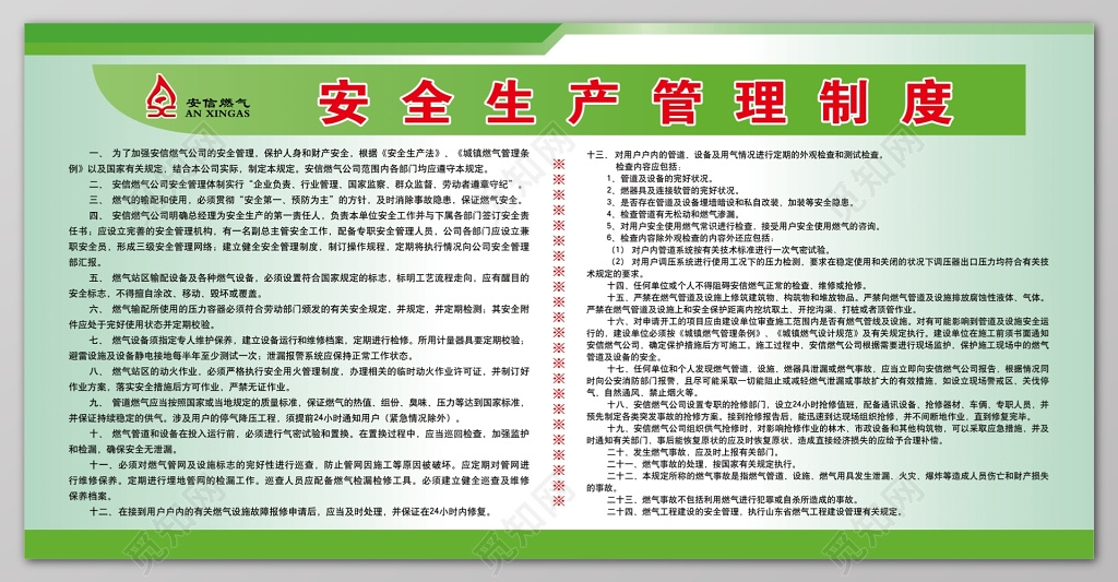 安全生产燃气公司管理制度牌