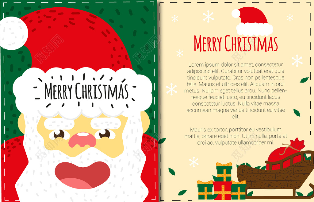 merry Christmas圣诞老人背景黄色圣诞节信纸设计