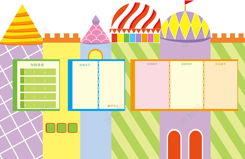 卡通城堡幼儿园食谱幼儿园展板