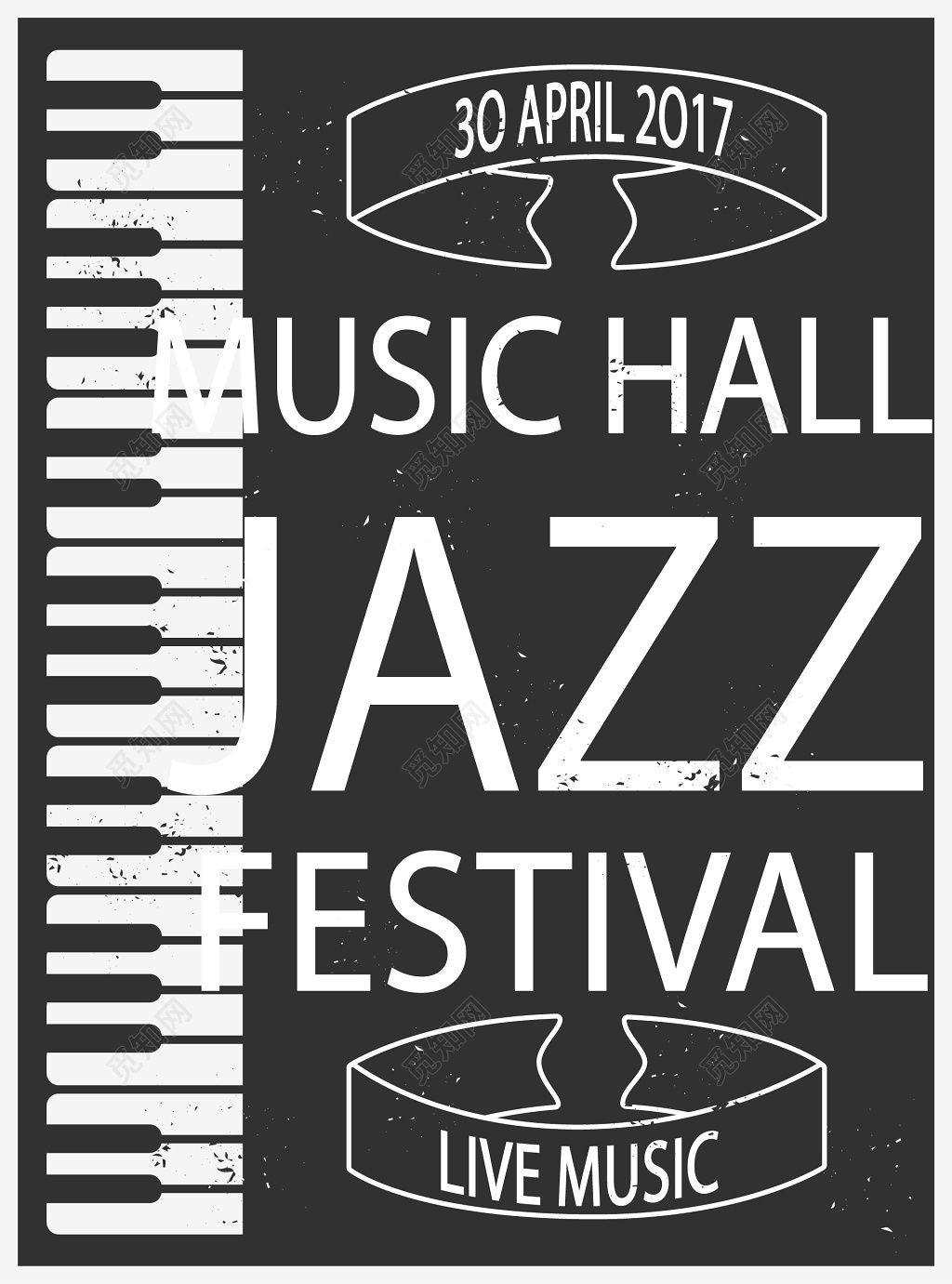 黑白怀旧风格钢琴比赛钢琴大赛宣传单