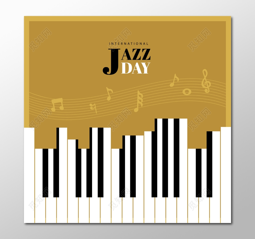赭色背景jazzday钢琴比赛钢琴大赛宣传单