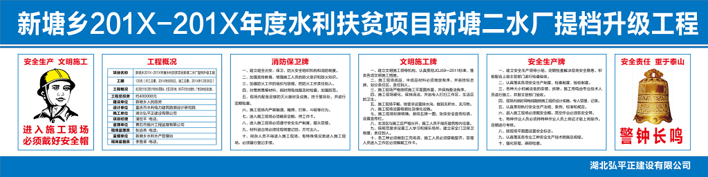 扶贫工程文明施工消防保卫安全生产制度牌