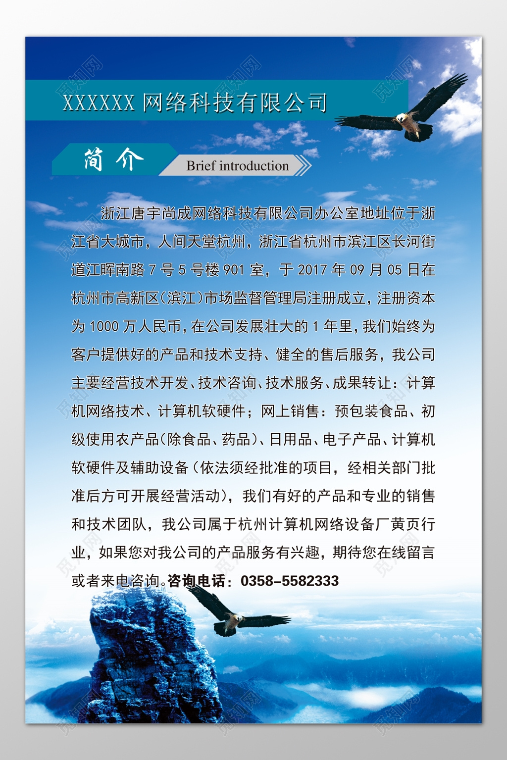 网络科技公司简介技术支持健全售后蓝色宣传栏
