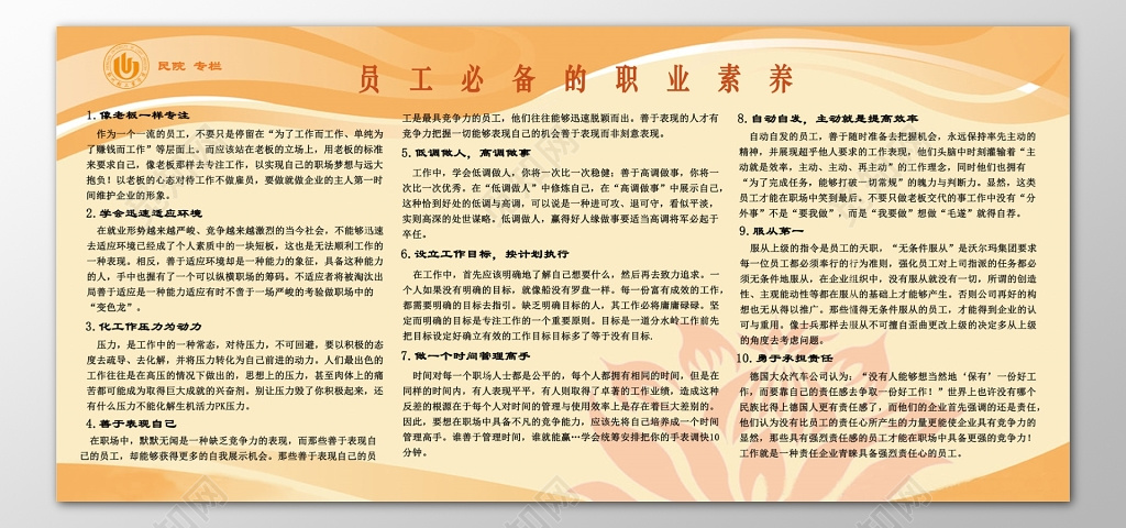 员工必备职业素养迅速适应环境宣传栏