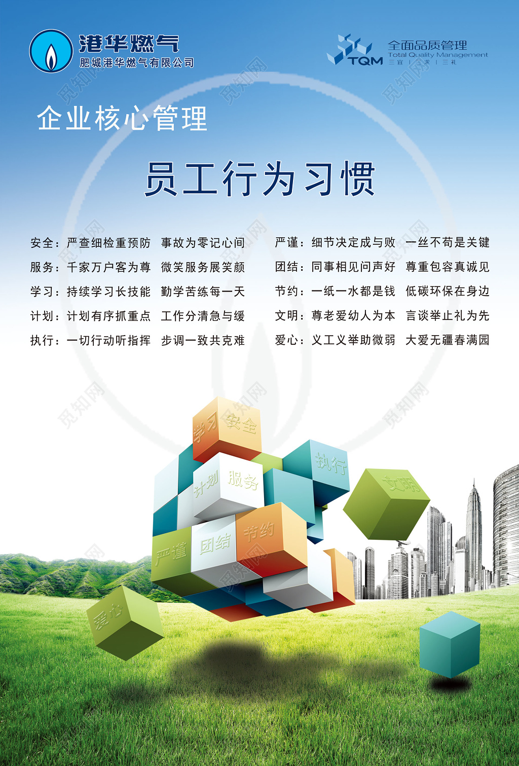 燃气公司企业核心管理员工行为习惯规章制度牌