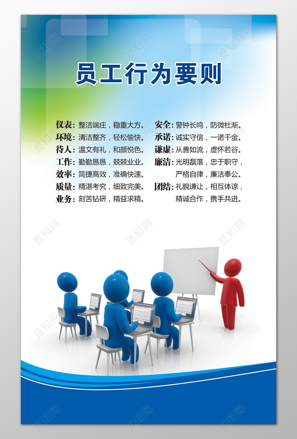 公司企业员工行为要则准则安全团结制度牌