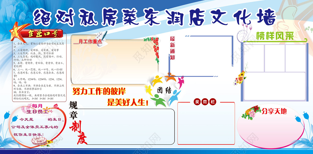 酒店饭店文化墙展示墙奖罚栏最新通知栏