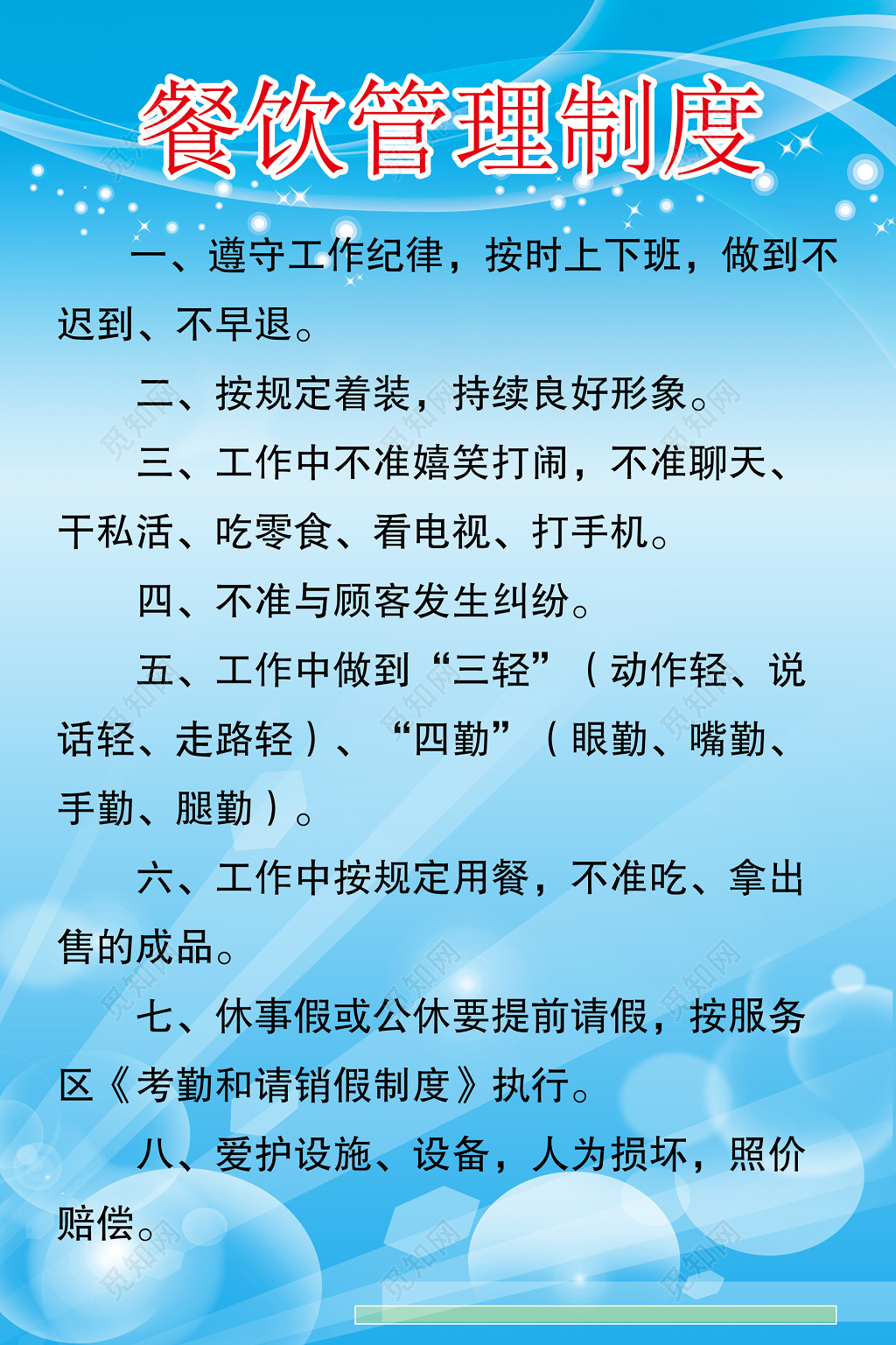 餐饮管理制度展板 