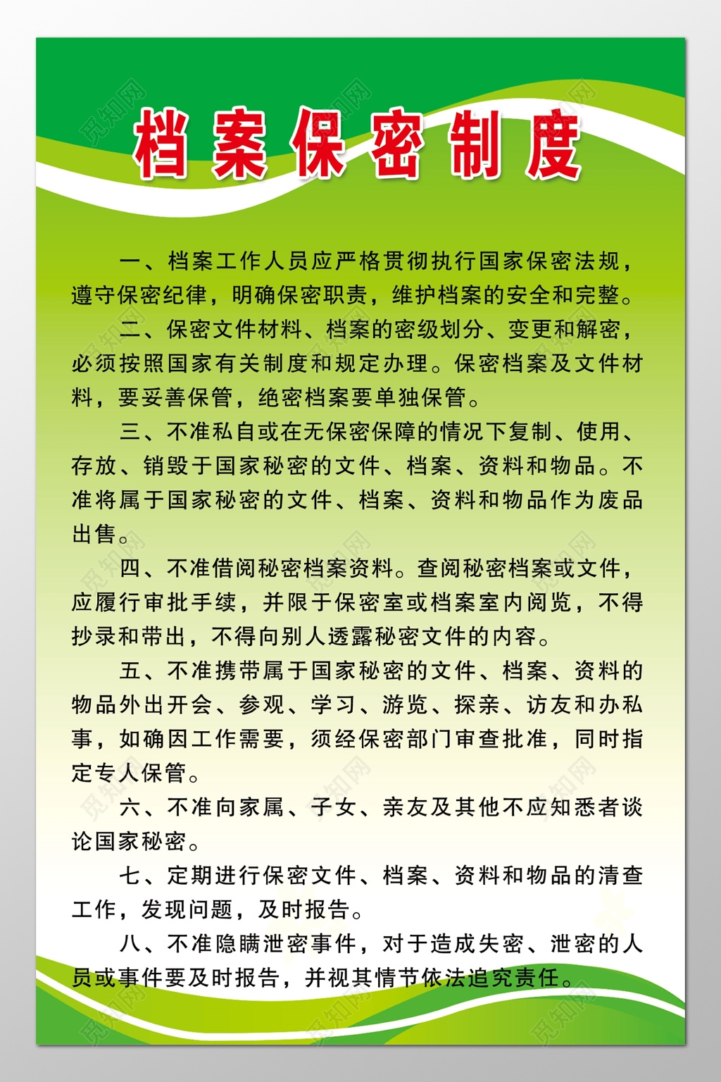 公司档案部工作人员保密制度牌