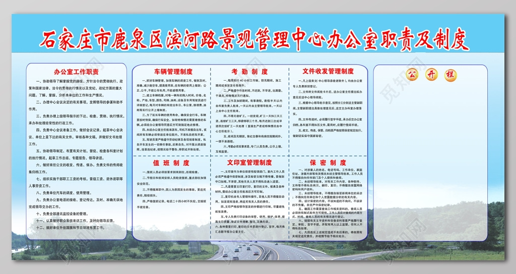 景观管理中心办公室职责及制度制度板