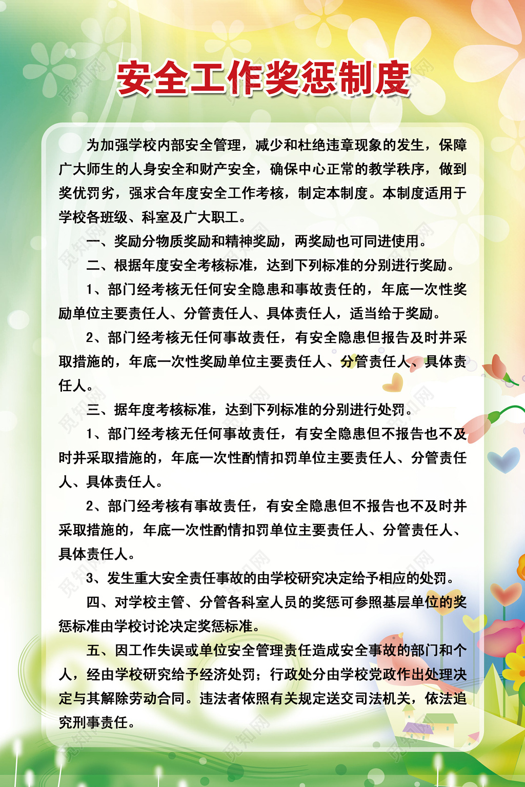 安全工作奖惩学校制度牌