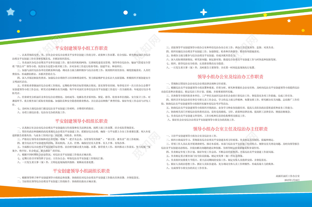 岗位工作职责范本展板